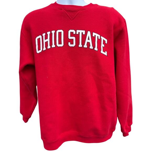 VTG OHIO STATE BUCKEYES CREWNECK SWEATSHIRT SZ. M RED EMBROIDERED J AMERICA - Picture 1 of 4
